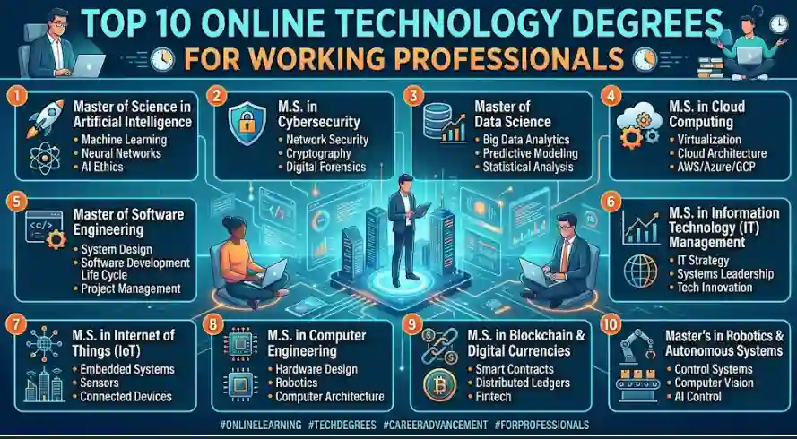 Top 10 Online Technology Degrees for Working Professionals